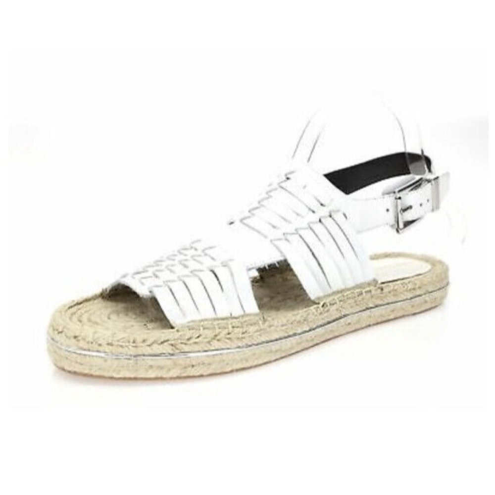 Womens REBECCA MINKOFF White Leather Espadrille Sandals Platform sz. 8